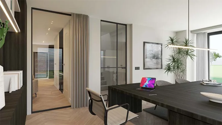 Het kantoor aan huis, opgenomen in het ontwerp van de begane grond.