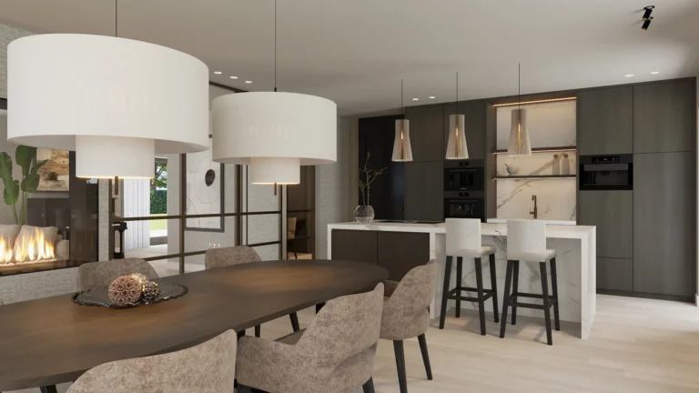 Keukenblok in Staphorst met strakke fronten in neutrale tint.
